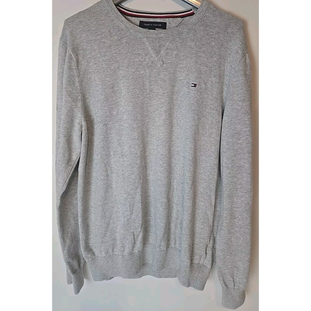 Tommy Hilfiger Gray Sweater Pullover Lightweight Long Sleeve Grey Size Medium
